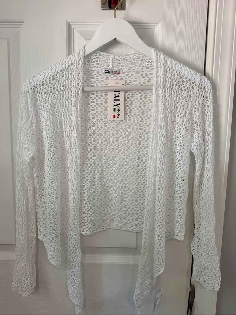 Italy Moda White Open-Knit Draped Cardigan-New with tags!